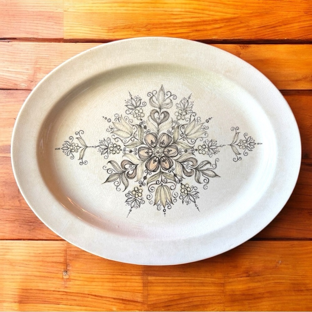 Vintage Wood & Sons “Boutique” Alpine White Ironstone Oval Platter - England